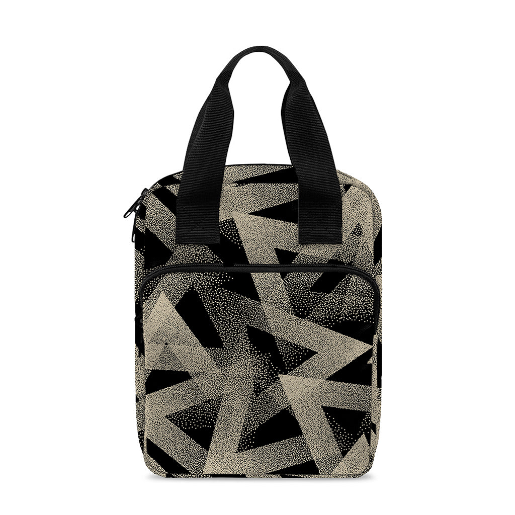 Black And Beige Geometric Triangle Print Bible Tote Bag
