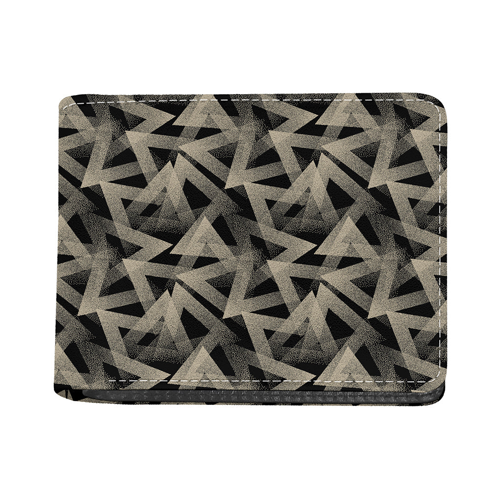 Black And Beige Geometric Triangle Print Bifold Wallet