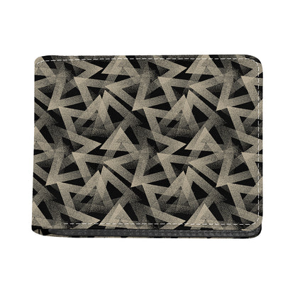 Black And Beige Geometric Triangle Print Bifold Wallet