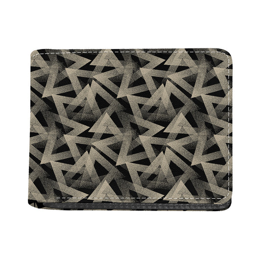Black And Beige Geometric Triangle Print Bifold Wallet