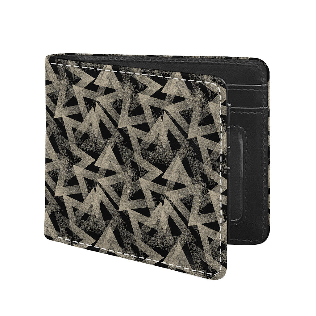 Black And Beige Geometric Triangle Print Bifold Wallet