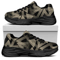 Black And Beige Geometric Triangle Print Black Chunky Shoes