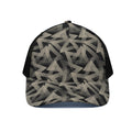 Black And Beige Geometric Triangle Print Black Mesh Trucker Hat