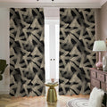 Black And Beige Geometric Triangle Print Dimout Pencil Pleat Curtains