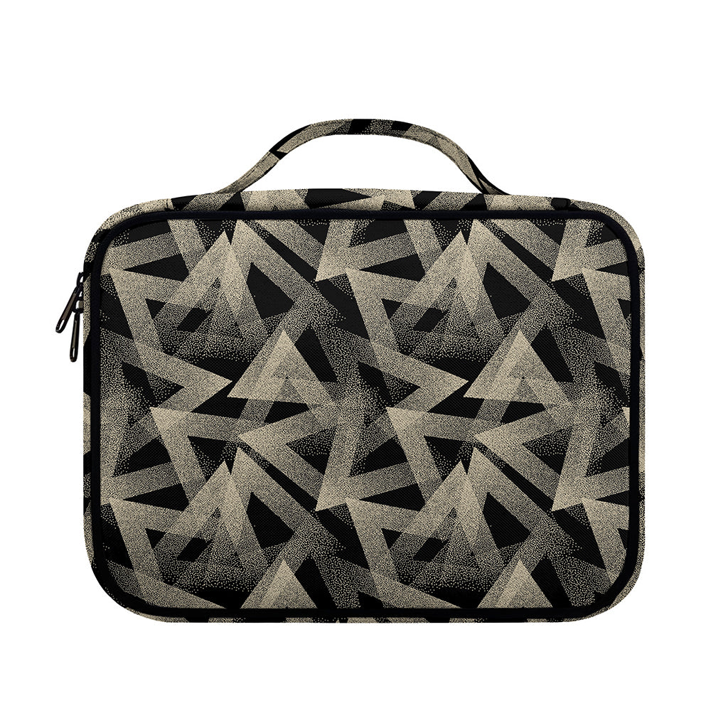 Black And Beige Geometric Triangle Print Briefcase Bible Bag