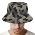 Black And Beige Geometric Triangle Print Bucket Hat