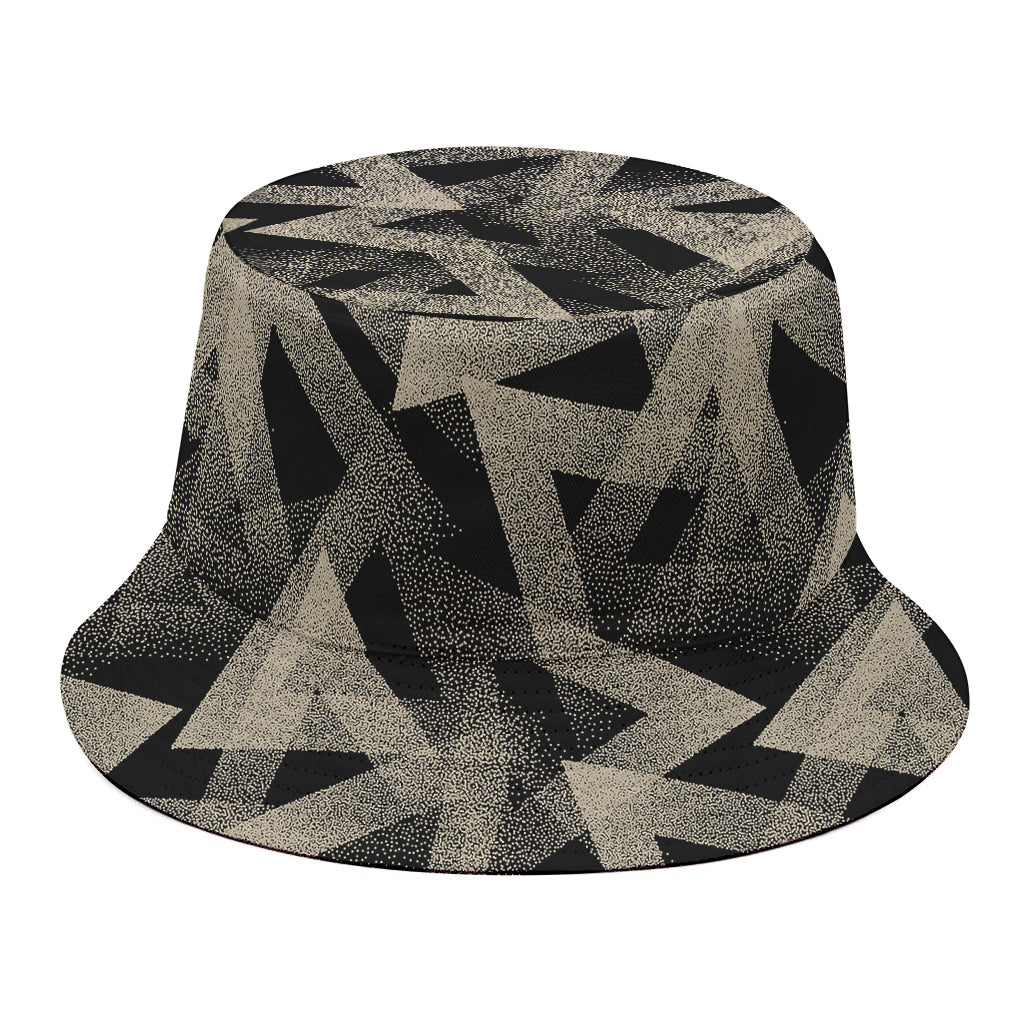 Black And Beige Geometric Triangle Print Bucket Hat