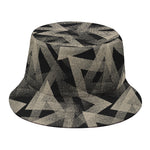 Black And Beige Geometric Triangle Print Bucket Hat