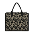 Black And Beige Geometric Triangle Print Canvas Tote Bag