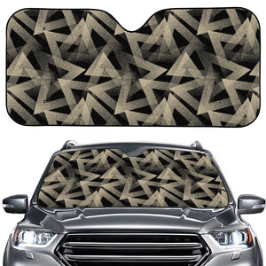 Black And Beige Geometric Triangle Print Car Windshield Sun Shade