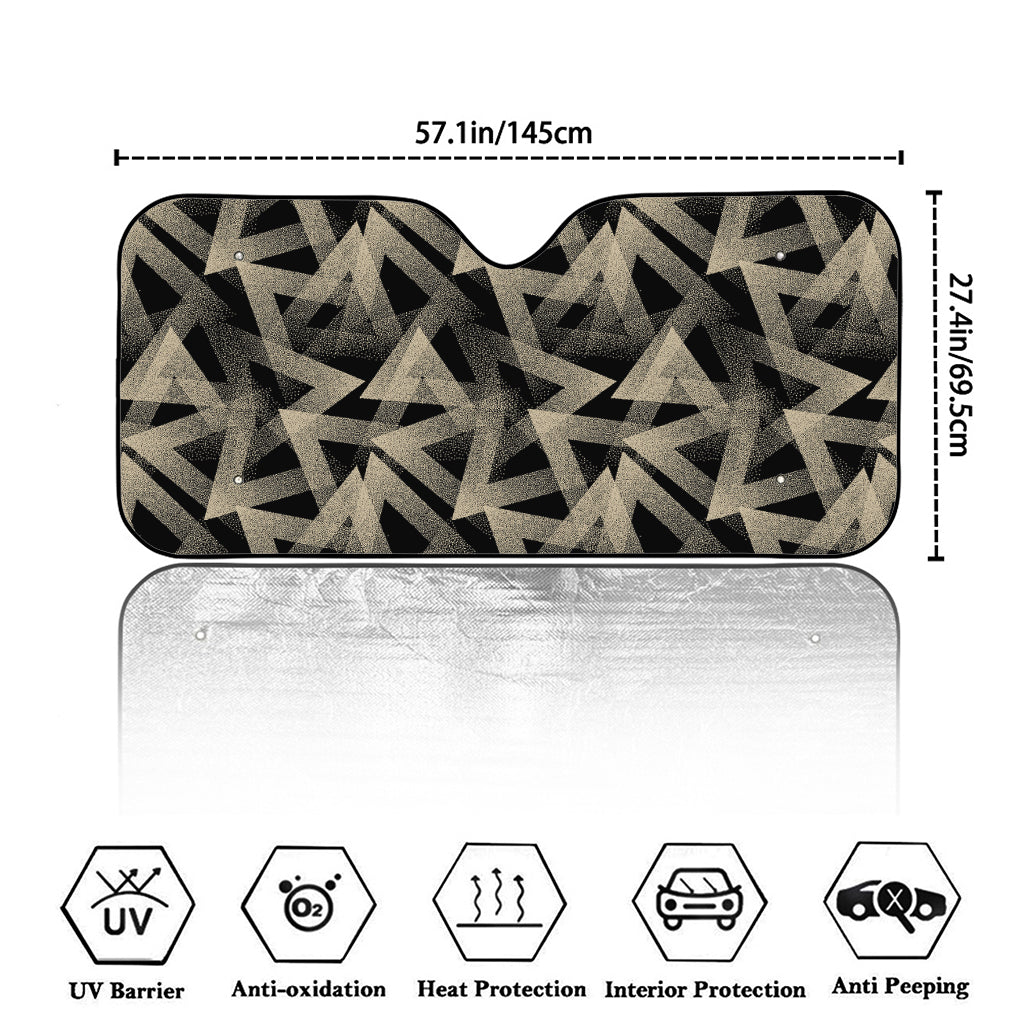 Black And Beige Geometric Triangle Print Car Windshield Sun Shade