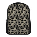 Black And Beige Geometric Triangle Print Casual Backpack