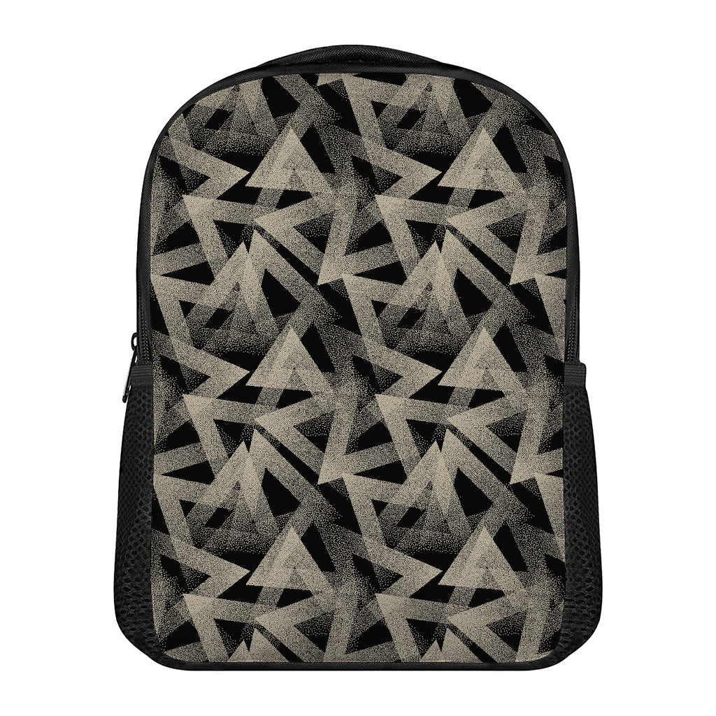 Black And Beige Geometric Triangle Print Casual Backpack