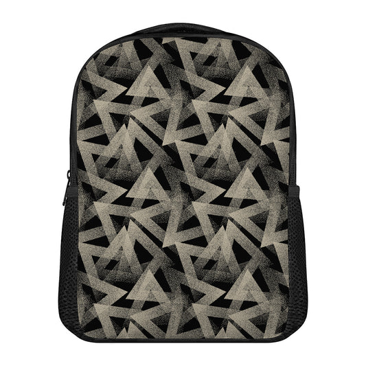 Black And Beige Geometric Triangle Print Casual Backpack