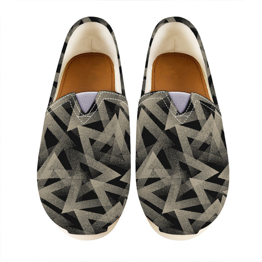 Black And Beige Geometric Triangle Print Casual Shoes