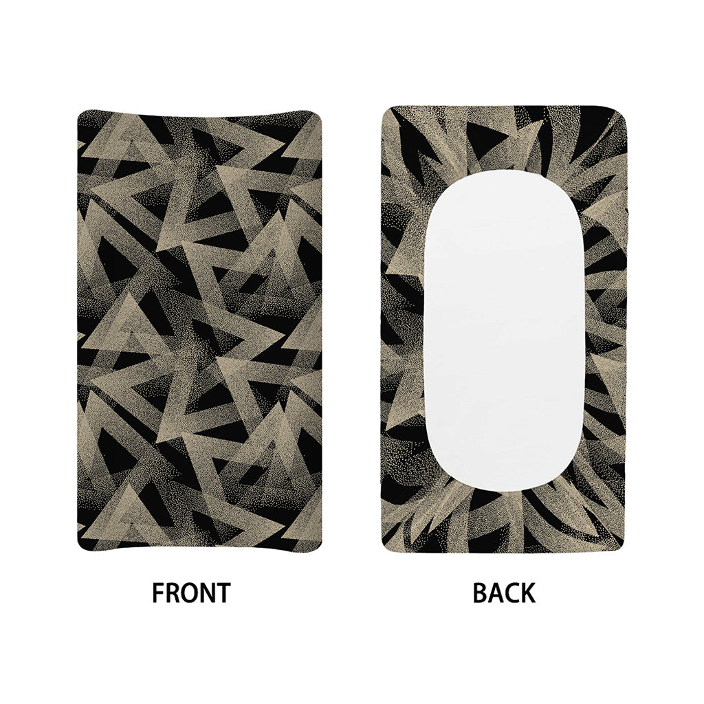 Black And Beige Geometric Triangle Print Changing Pad Cover