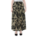 Black And Beige Geometric Triangle Print Chiffon Maxi Skirt