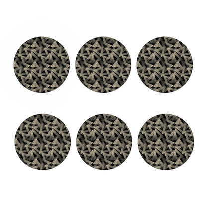 Black And Beige Geometric Triangle Print Coaster Set