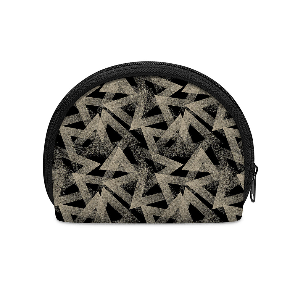 Black And Beige Geometric Triangle Print Coin Purse