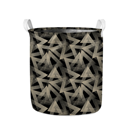 Black And Beige Geometric Triangle Print Collapsible Laundry Basket