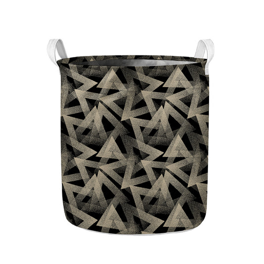 Black And Beige Geometric Triangle Print Collapsible Laundry Basket