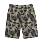 Black And Beige Geometric Triangle Print Cotton Shorts