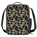 Black And Beige Geometric Triangle Print Crossbody Lunch Bag