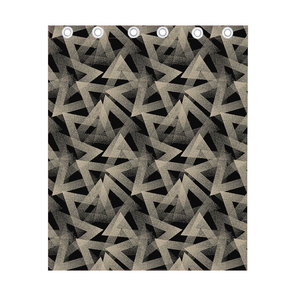 Black And Beige Geometric Triangle Print Curtain
