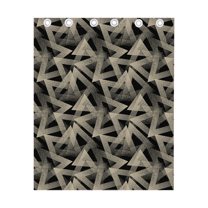Black And Beige Geometric Triangle Print Curtain