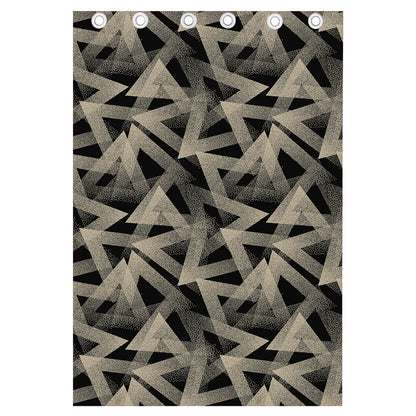 Black And Beige Geometric Triangle Print Curtain