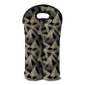 Black And Beige Geometric Triangle Print Double Neoprene Wine Tote