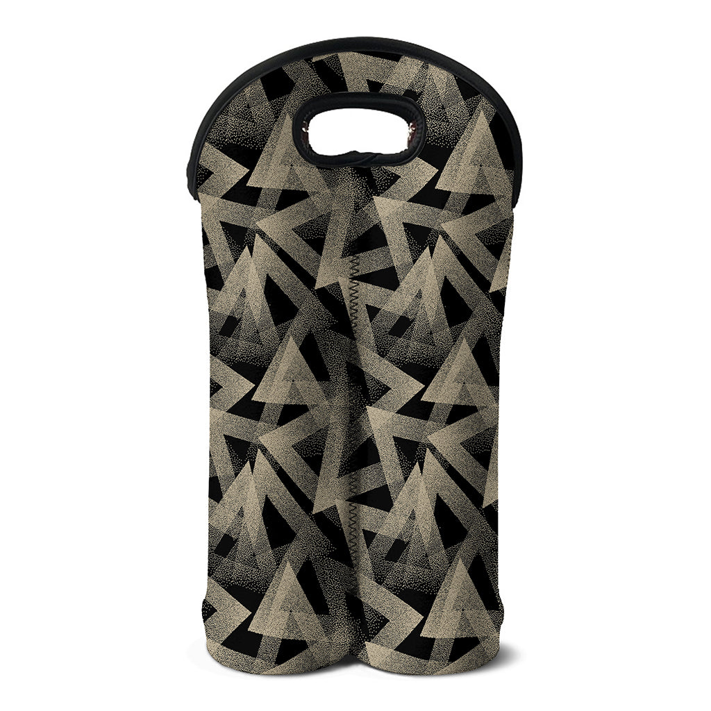 Black And Beige Geometric Triangle Print Double Neoprene Wine Tote