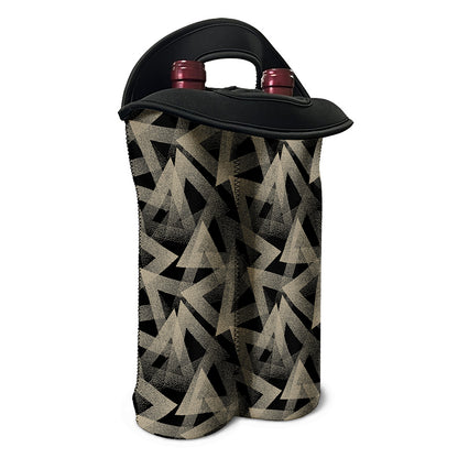 Black And Beige Geometric Triangle Print Double Neoprene Wine Tote