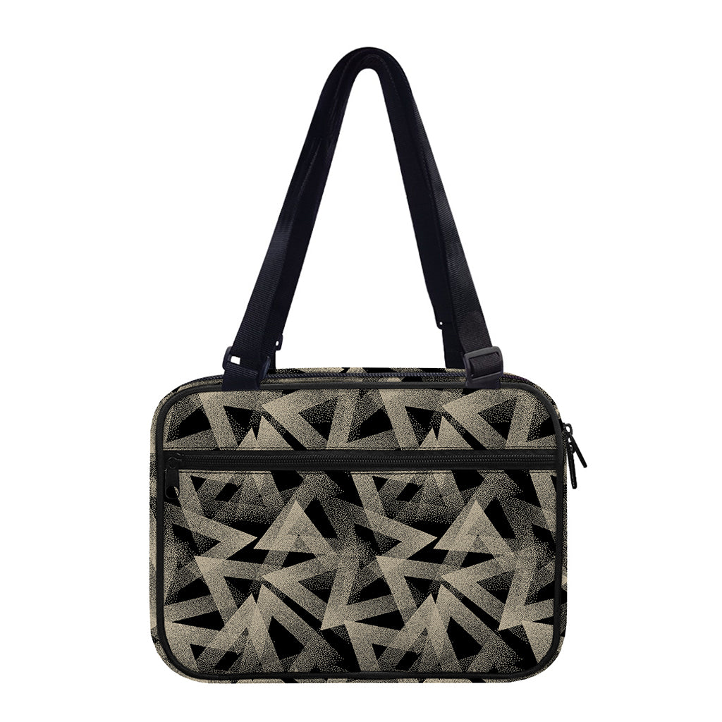 Black And Beige Geometric Triangle Print Double Strap Bible Bag