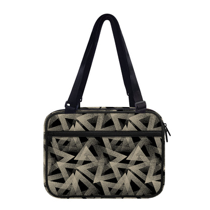 Black And Beige Geometric Triangle Print Double Strap Bible Bag