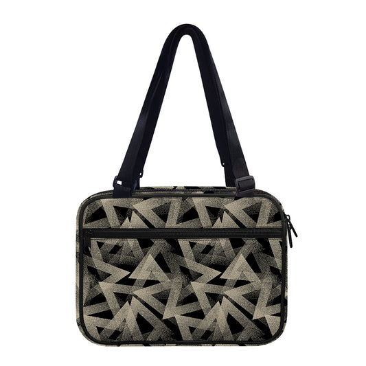 Black And Beige Geometric Triangle Print Double Strap Bible Bag