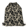Black And Beige Geometric Triangle Print Drawstring Bag