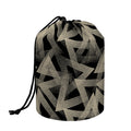 Black And Beige Geometric Triangle Print Drawstring Makeup Bag