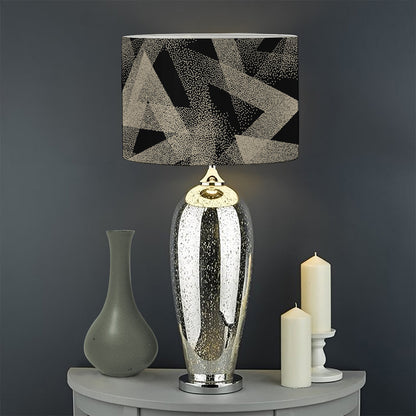 Black And Beige Geometric Triangle Print Drum Lamp Shade