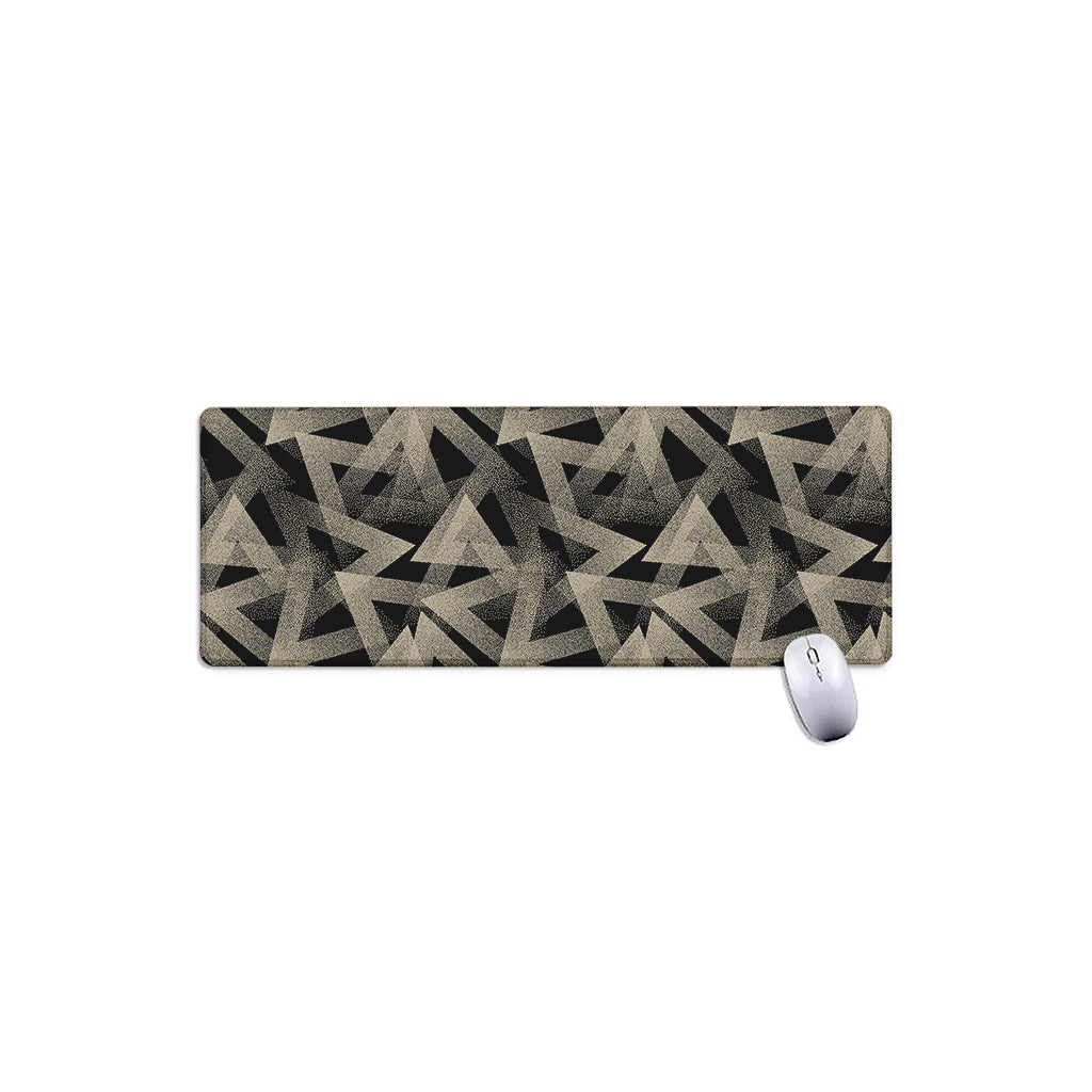 Black And Beige Geometric Triangle Print Extended Mouse Pad