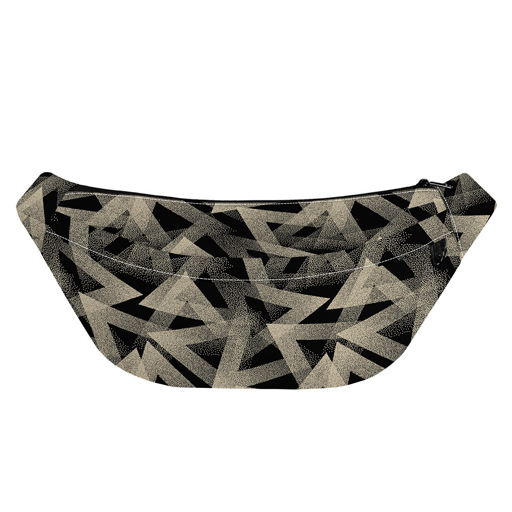 Black And Beige Geometric Triangle Print Fanny Pack