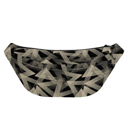 Black And Beige Geometric Triangle Print Fanny Pack