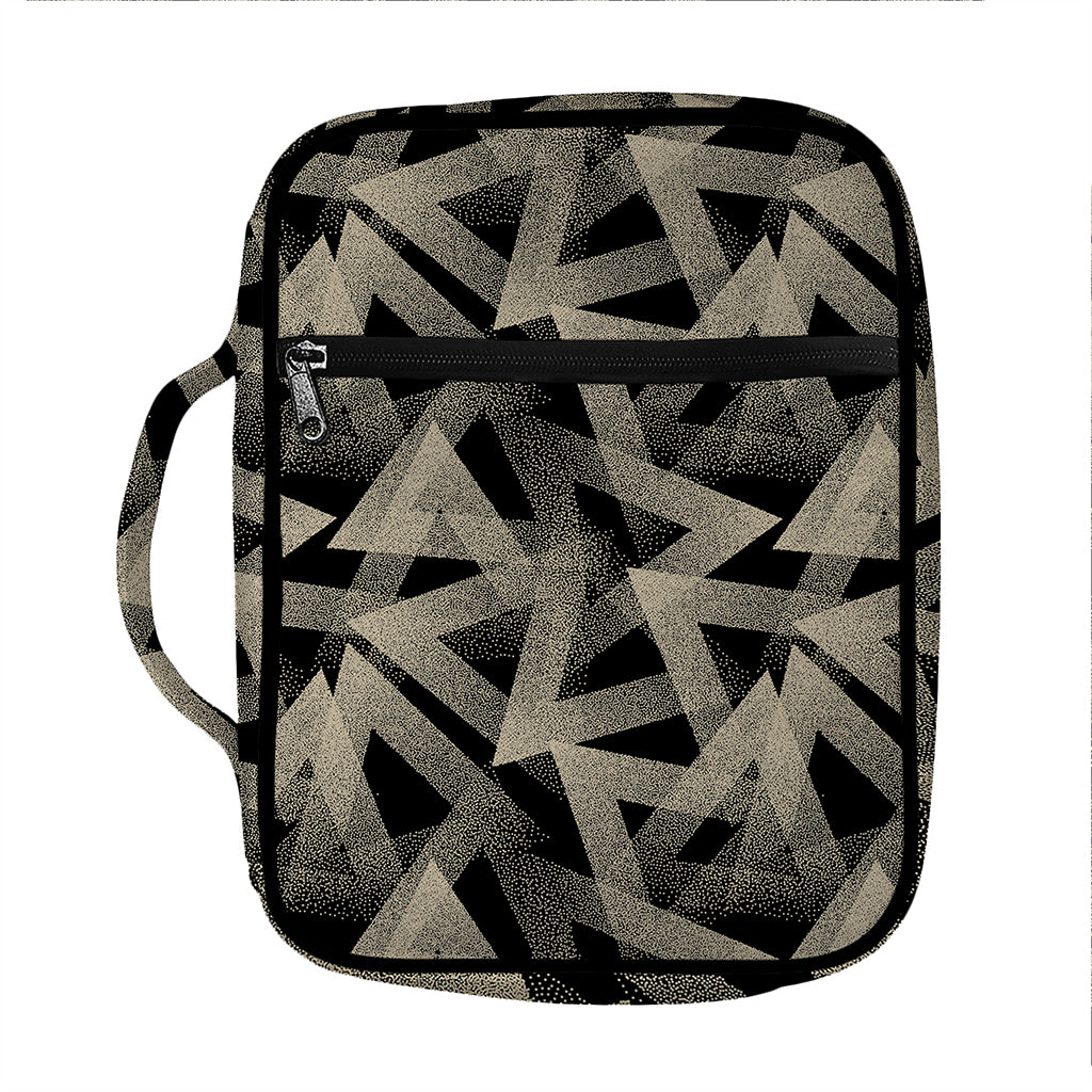 Black And Beige Geometric Triangle Print Front Pocket Bible Bag