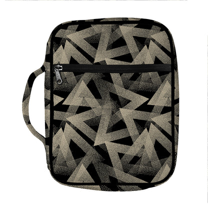 Black And Beige Geometric Triangle Print Front Pocket Bible Bag