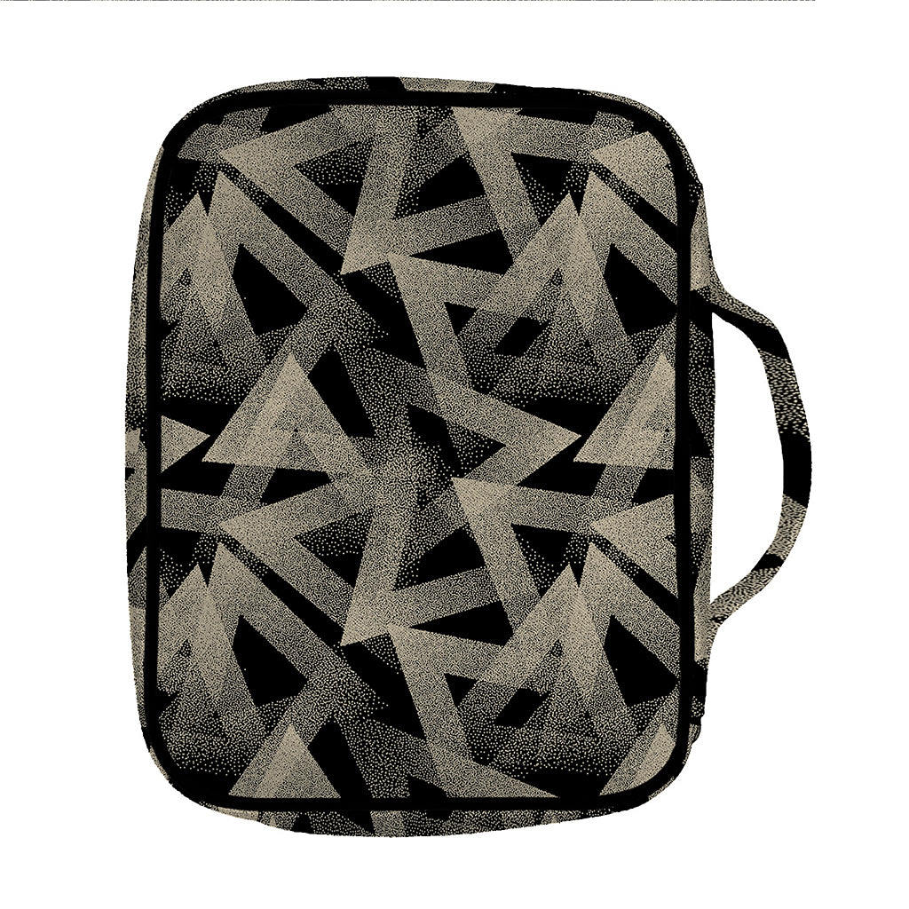 Black And Beige Geometric Triangle Print Front Pocket Bible Bag