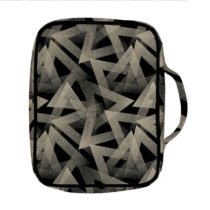 Black And Beige Geometric Triangle Print Front Pocket Bible Bag