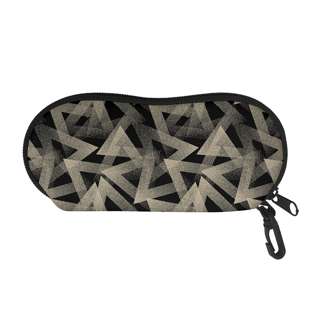 Black And Beige Geometric Triangle Print Glasses Case