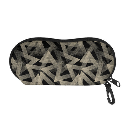 Black And Beige Geometric Triangle Print Glasses Case