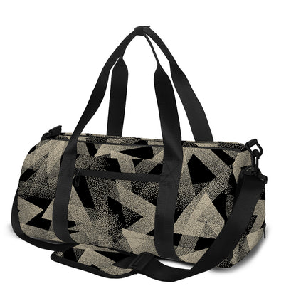 Black And Beige Geometric Triangle Print Gym Bag