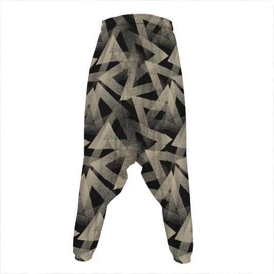 Black And Beige Geometric Triangle Print Hammer Pants